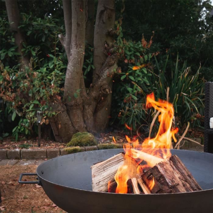 Brasero Extérieur En Fonte 86cm - Foyer à Bois Avec Poignées Pour Jardin, Camping Ou Terrasse