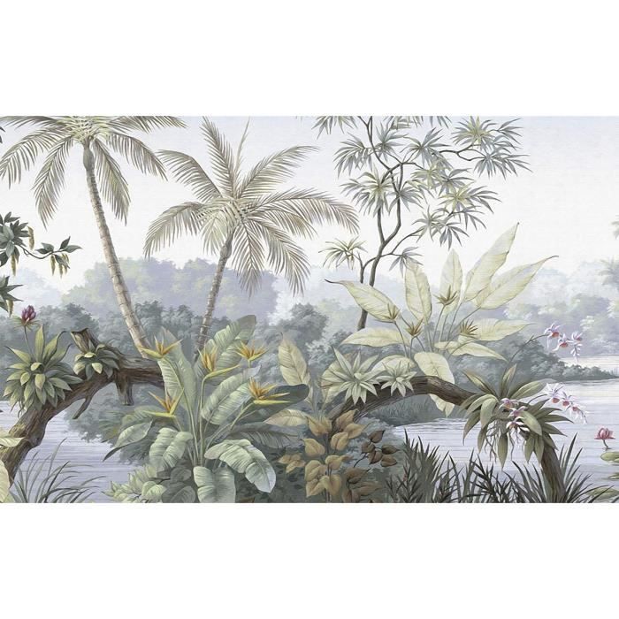 Papier Peint Panoramique Jungle Soie, 350x256 cm (9 M2) pour Salon ...