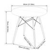 DORAFAIR Table à manger ronde scandinave en bois 80*80cm Blanc-3