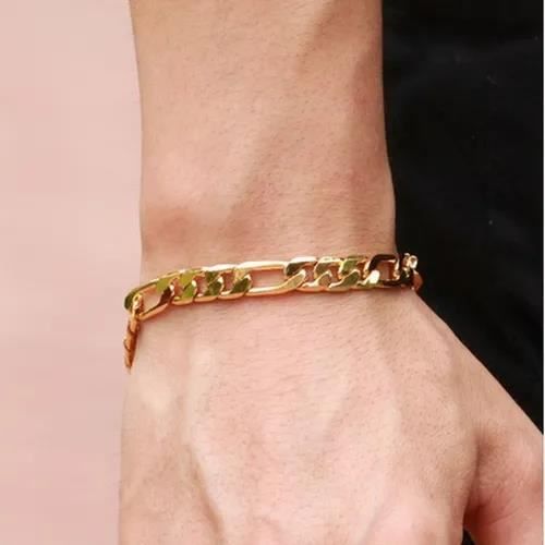 Bracelet En Or 18 Carats Pour Homme, Gourmette De Mm