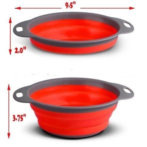 Passoire Pliable Silicone 2 Tailles (8" & 9,5") - Colander Set Vert Portable Économise Espace
