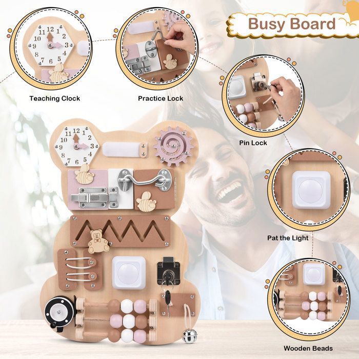 TTLIFE Montessori Busy Board LED, Tableau Activité Sensorielle en Bois TTLIFE Montessori Busy Board LED, Tableau Activité Sensorielle en Bois