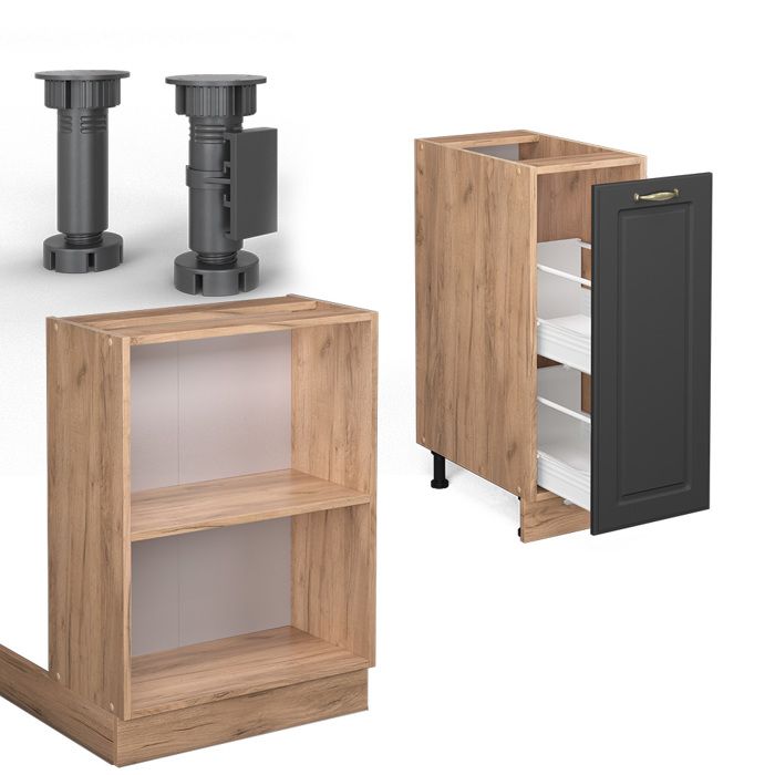 Vicco Îlot de Cuisine Fame-Line, Anthracite-Or/Blanc, 90cm avec tiroir, sans PT, Compatible avec d'autres modules de la même série