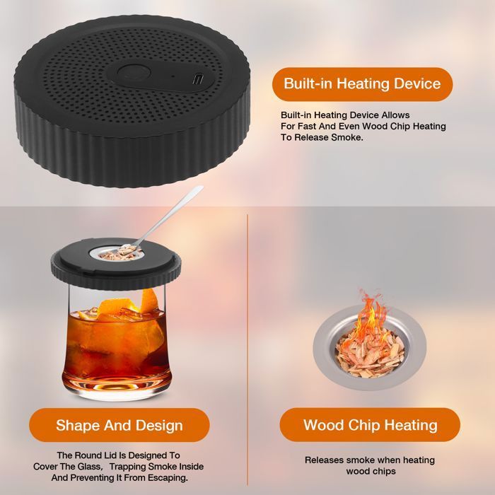 Fumoir Ita 7004 AVUMDA Kit Fumoir à Cocktail Électrique, Fumoir à Whisky à L'ancienne Avec 8