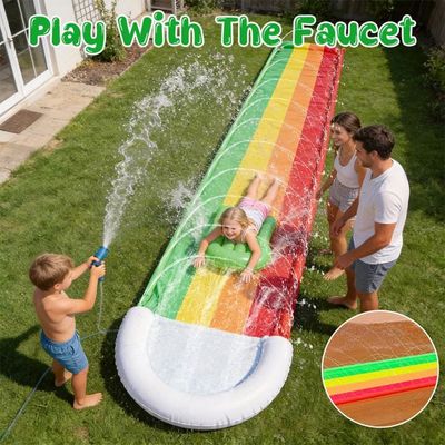 Toboggan Aquatique 480x70 Cm – Tapis De Glisse Avec Bodyboards – Jet D'Eau Pour Enfants Et Adultes – Jeu D'Été Pour Jardin, Pelouse, Fêtes – Sécurisé Et Facile à Installer