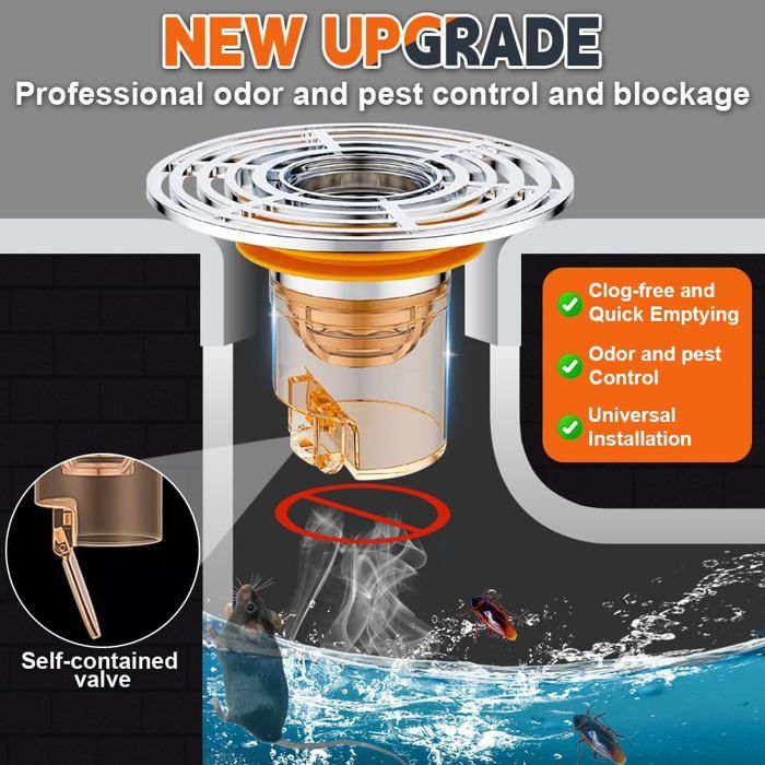 Siphon Anti Odeur Pas Cher JRYGAC Clapet Anti Odeur, Clapet Anti Odeur Douche Avec Fermeture Automatique, Avec 4 Tubes De Hauteur Variable, 32-42 Mm Anti Odeur Douche, Pour Utilisation Dans Les Cuisines