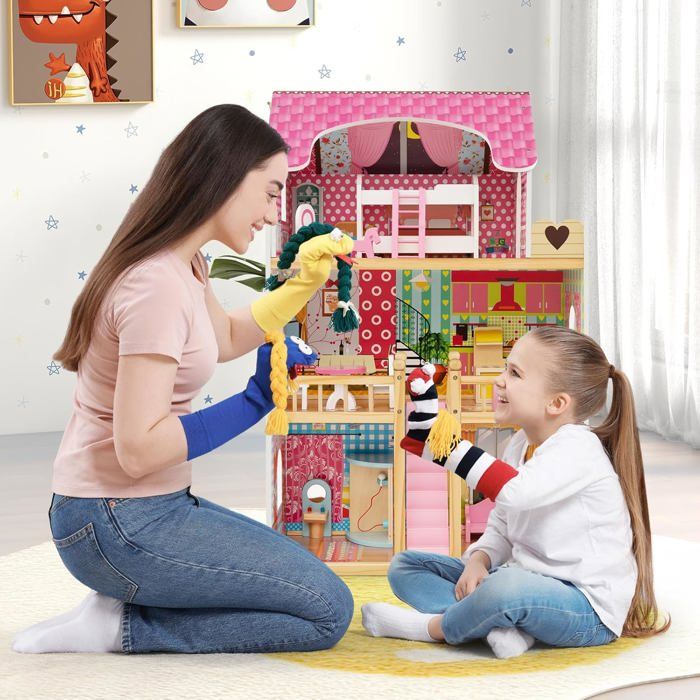 Maison De Poupée Château En Bois Cocoland 135 Cm - 3 étages, Neuve, Pour Fille 3 Ans +