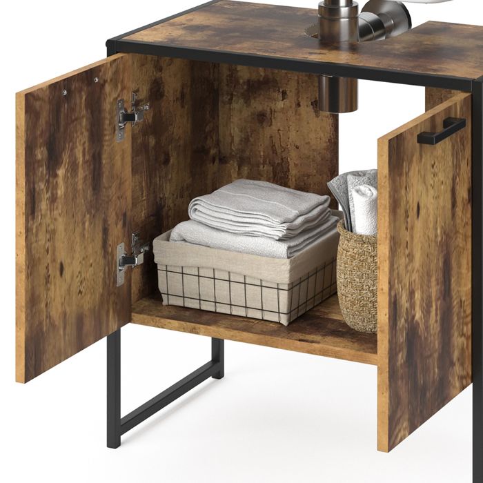 Meuble Sous Vasque Simple Fyrk, Bois Antique, 60x60cm - Meuble sous Meuble Sous Vasque Simple Fyrk, Bois Antique, 60x60cm - Meuble sous