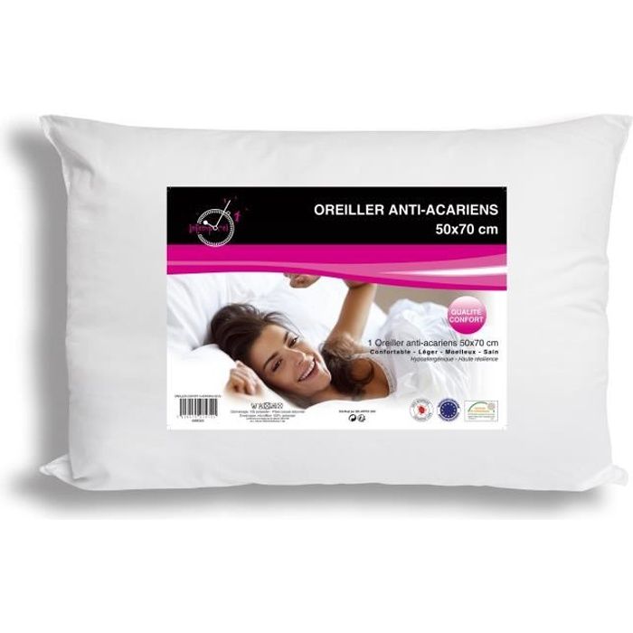SOLEIL D'OCRE Oreiller CONFORT Anti-Acariens 50x70 cm blanc