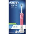 Oral-B Vitality 100 Brosse à Dents Électrique Rechargeable avec 1 Manche, 1 Brossette CrossAction, Rose, Action Nettoyage 2D-0