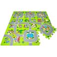 Tapis Puzzle Circuit de Trafic - Jeux de Rue - 9 pièces 30x30cm - Vert - Pour Enfant de 3 ans et plus-0