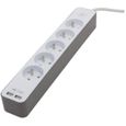 CHACON Bloc multiprise 5 prises 16 A avec 2 ports USB et câble 1,5 m HO5VV-F 3x1,5 mm² blanc et brun-0