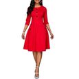 Robe NIQ6Y Summer Vintage A-ine Dress Tunic ong Seven-Quarter Seeve Button Dresses with Pocket, UK Size 8 10 12 14 16 Taille-38-0