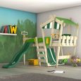 Lit enfant avec toboggan - Lit mezzanine en plusieurs combinaisons de couleurs - 90x200 cm - WICKEY 'CrAzY Hutty'-0