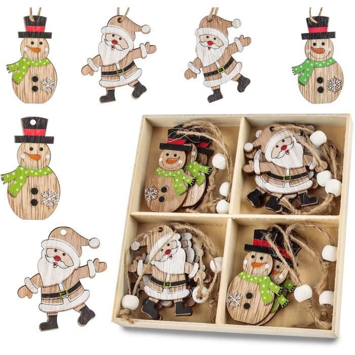 36Pcs Décoration De Sapin De Noël À Suspendre, Ornements En Bois