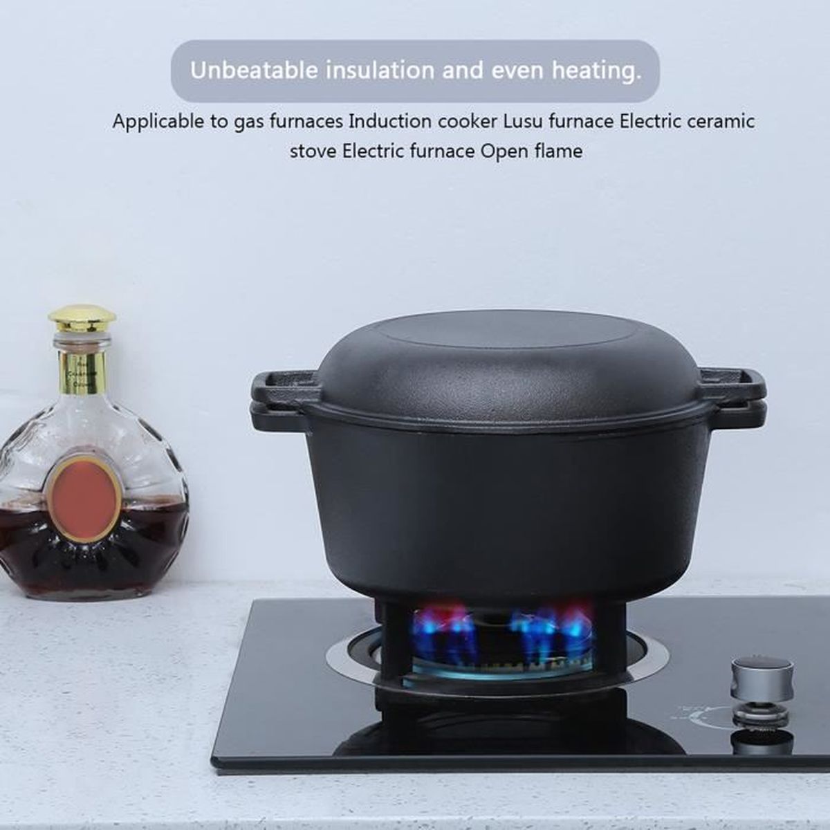 Four Hollandais Overmont 2-en-1 Fonte - 5 QT - Avec Livre Recettes - Neuf