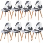BenyLed Lot de 8 Chaises de Salle à Manger Chaises Patchwork Colorées avec Pieds en Bois Chaise Longue Scandinave (Noir-8pcs)