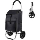 MAGICFOX Chariot de Courses pliable, Sac Amovible et Résistant à la pluie, Fabriqué en aluminium léger, Charge maximale 45 kg - Noir