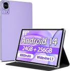 SKYEGG Tablette 11 pouces -24Go RAM 256Go stockage -Android 14 -Widevine L1|Netflix HD -8000 mAh -Caméra 5MP+13MP -5G WIFI-Violet