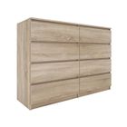 HUCOCO MILAN - Commode large 8 tiroirs chambre salon - 97x138x40 - Design minimaliste - Meuble de rangement - Sonoma