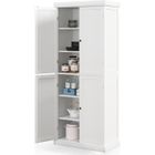 COSTWAY Buffet-Armoire de Cuisine - 4 Portes, 2 Étagères Réglables, Dispositif Anti-renversement - Salon, Salle à Manger - Blanc