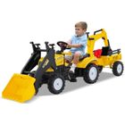 Tractopelle Enfants 3 en 1 - DREAMADE - Bulldozer à Pédales avec 6 Roues - Jaune