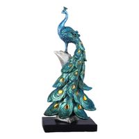 Statue de paon décorative décor à la maison pour l'art Sculpture Figurine de paon pour la décoration de Table d'armoire Bleu S