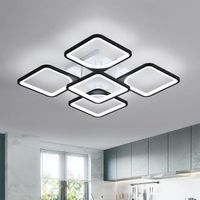 KIWAEZS Plafonnier LED Moderne 80W Noir Carré Plafond pour salon chambre - 6500K Lumière blanche - Taille: 60*13 cm