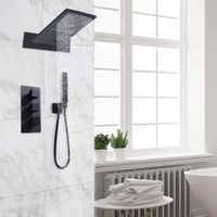 Flexible de douche - support de douchette - pommeau de douche - système de douche thermostat - noir