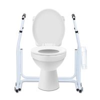 Riossad Barre d'appui mobile réglable en hauteur Support de toilettes antidérapant avec panier de rangementTOILETTES SECHES
