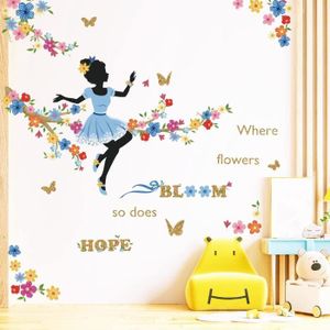 Decoration Murale Pour Bebe - Limics24 - Coloré Fleur Papillon Fée Fille  Tenir Parapluie Amovible Stickers - Cdiscount Maison