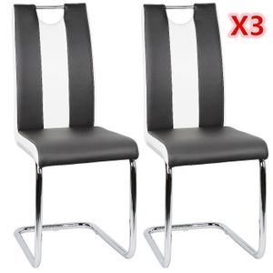 Lot de 4 chaises PIA Noires et Blanches pour Salle /à Manger IDMarket