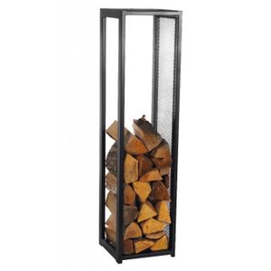 Portant De Bois De Chauffage Avec Base Noir 37x37x113 Cm Acier
