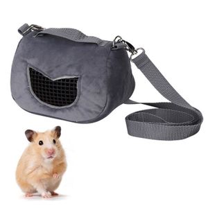 PANIER DE TRANSPORT Flanelle grise Portable respirant Pet Hamster Carrier Outgoing Bag pour Cochon d'Inde Écureuil Chinchilla (L)