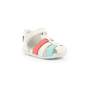 SANDALE - NU-PIEDS Sandales Kickers Fille en Cuir Blanc - Modèle Bigflo - Confortable pour Printemps/Été