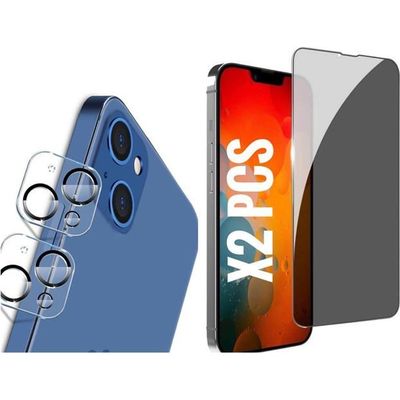 Verre Trempé - GHL TECH - iPhone 13 - Anti Espion - Protection Écran et Caméra - 3 Pièces