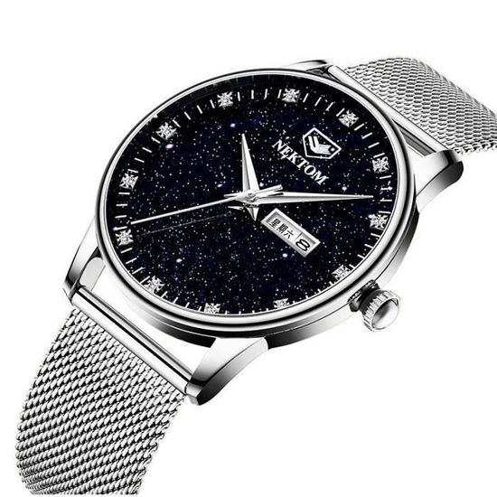 Montre Homme à Quartz Cadvan - Cadran Vert, Bracelet Métal, Sport Décontracté, étanche, Neuf