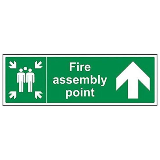 Vsafety Cartello Punto Di Raccolta Emergenza Antincendio - 400x300 Mm, Plastica Rigida 1 Mm, Conforme EN ISO 7010, Con Adesivi