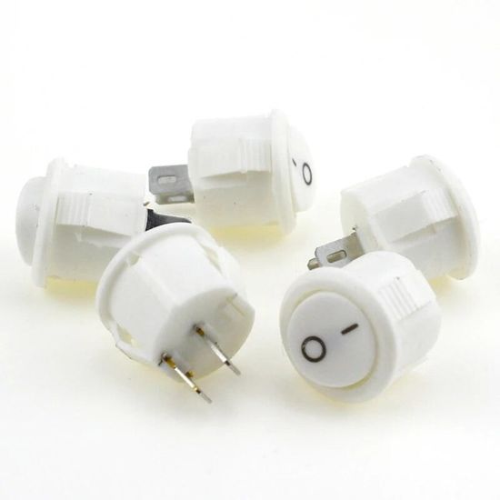 Lot De 100 Interrupteurs à Bascule Ronds 20mm - SPST ON/OFF, Pour Bateau, DIY, électronique