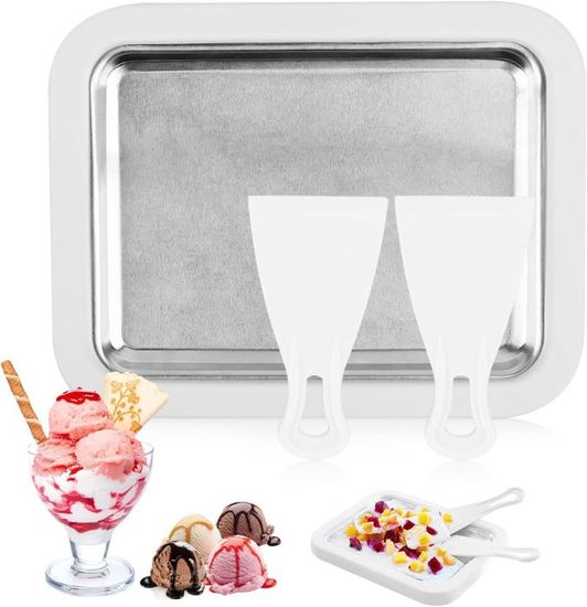 Machine à Glace Roulée Instantanée - Plaque En Inox 304 Avec 2 Spatules - Pour Faire Des Rouleaux De Glace Maison - 3