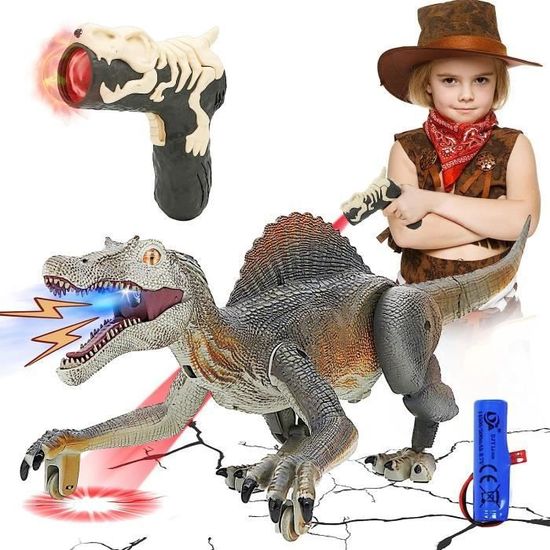 Dinosaure T-Rex Télécommandé Rechargeable - Marche, Rugit, Yeux Lumineux, Crache De La Fumée - Télécommande 2,4 GHz - Pour Enfants 3 Ans Et Plus - Cadeau Garçon Fille