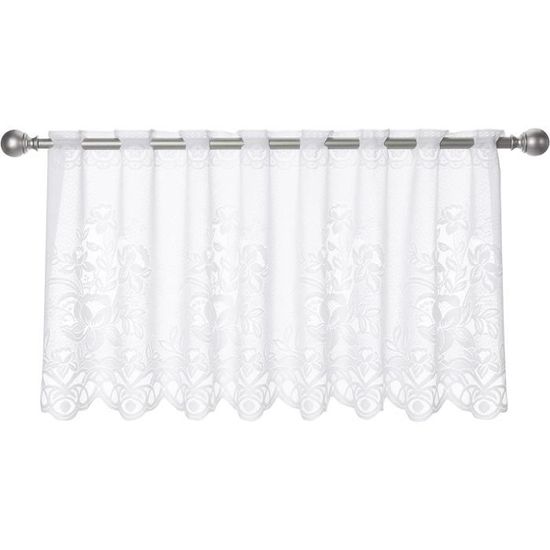 Elbersdrucke Rideau Bistrot Blanc Transparent 45 X 160 Cm - Rideau Court Fenêtre Cuisine Brise-Vue à Pois