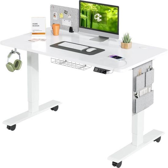 Bureau Assis-Debout Électrique 120x60cm - Réglable Hauteur 70-116cm, Mémoire 3 Positions, Moteur Silencieux, 80kg Charge