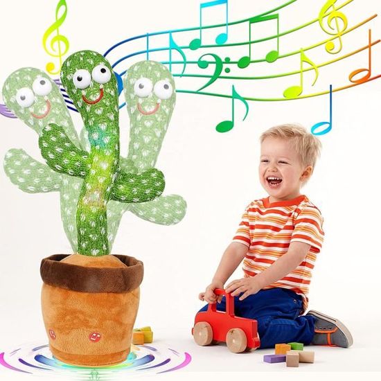 Jouet en Peluche Cactus Qui Danse - KAWAII - Mixte - Vert et marron - 3 ans et plus