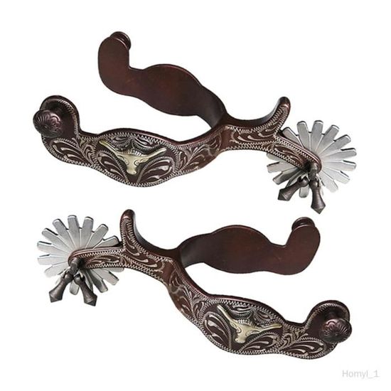 Lot de 2 éperons pour cheval style cowboy occidental en acier