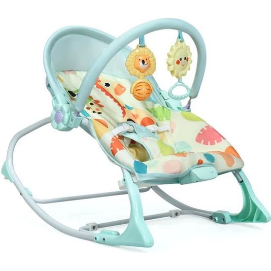 COSTWAY Transat pour Bébé 2 en 1 avec Canopy 0-36 Mois Jusqu’ à 18KG Balancelle avec 2 Mode de Vibration Angle Ajustable à 3 Niveaux