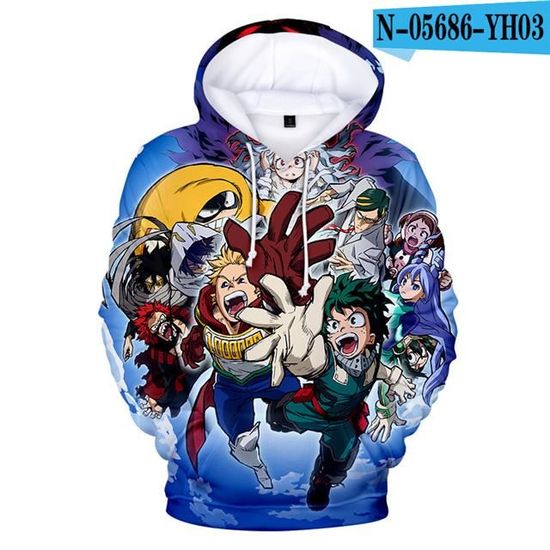 Hip hop hoodies My Hero Academia pour enfants Noir animal Noir