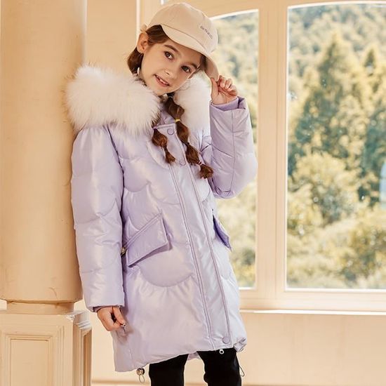 Doudoune Enfant Fille De 6 a 14 ans Chaude Hiver Epais avec Capuche Mi longue Couleur Unie Violet Violet Cdiscount Pret a Porter