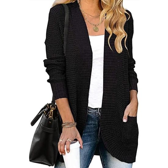 Cardigan Léger Femme Manches Longues - Lot De 2, Tricot Fin Doux, Ouvert Devant, Avec Poches, Pour Toutes Saisons
