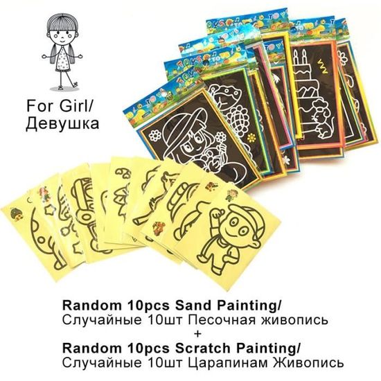 Kit Sablimage 24 Dessins Animés Avec 12 Sables Colorés - Activité Manuelle Enfants - Loisir Créatif